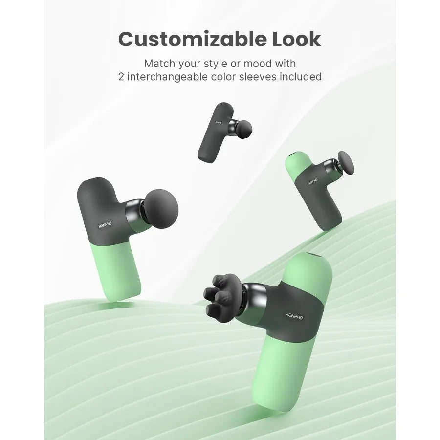 Mini Thermal Massage Gun with Heat for Targeted Muscle Relief/Portable Deep Tissue Percussion Massager with Adjustable Intensity