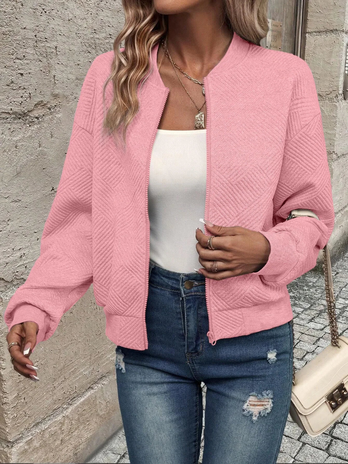Autumn and Winter New Solid Color Zipper Jacket/with Collar Casual Coat for Women