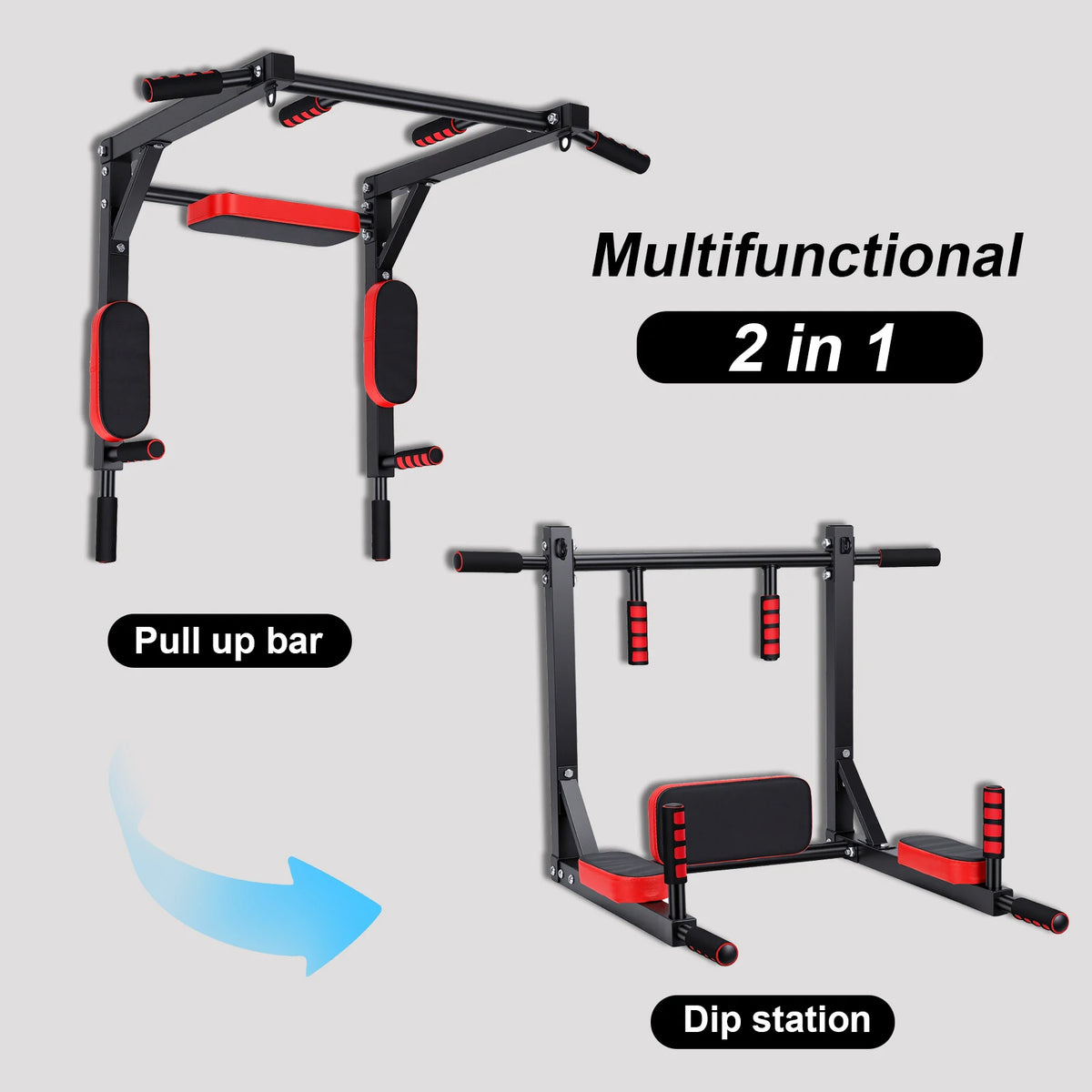 Wall Mounted Pull Up Bar Wall-Mounted Pull-Up Bar Dip Station/Multifunctional for Home Gym Indoor Workout Supports to 551LBS