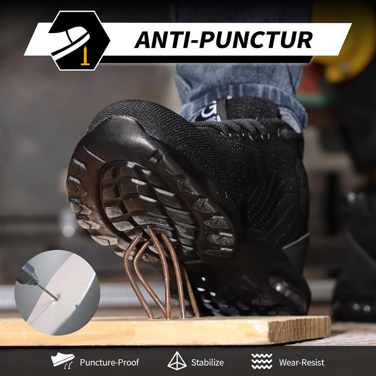 Wear Resistant Durable Steel Toe Work Shoes for Men Impact Resistant/Steel Toe Cap Lightweight Comfortable Industrial Safety Shoes
