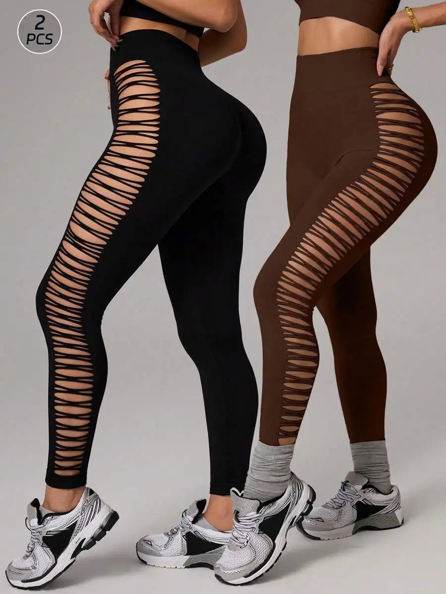 Slayform Slayform Seamless Sports Yoga Capri Leggings/High Waist Tummy Control/Mesh Side Design Fashionable Pants