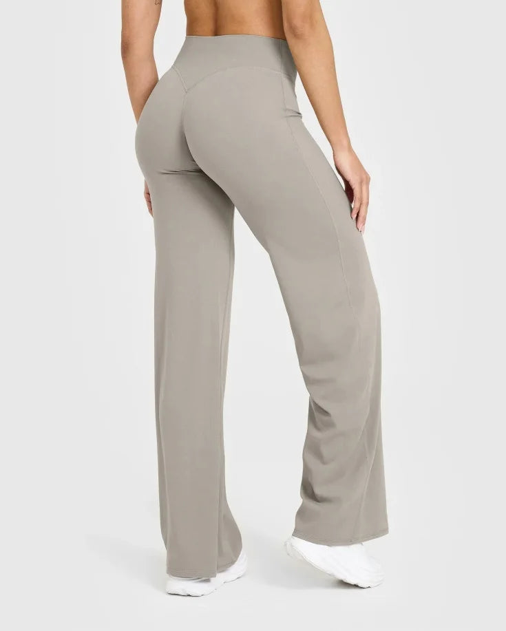 NCLAGEN Soft Motion Straight Leg Bottoms Women's Mid-Waist Yoga Pants/GYM Leggings Naked Feel Pilates Running Sports Trousers