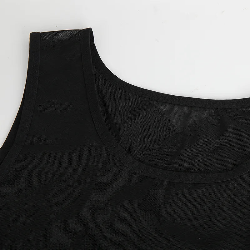 Men's Shapewear Tank Top Gym Sleeveless Vest Cross Mesh Suit/Compression Shirt for Men Slimming Undershirt Tummy Control Body