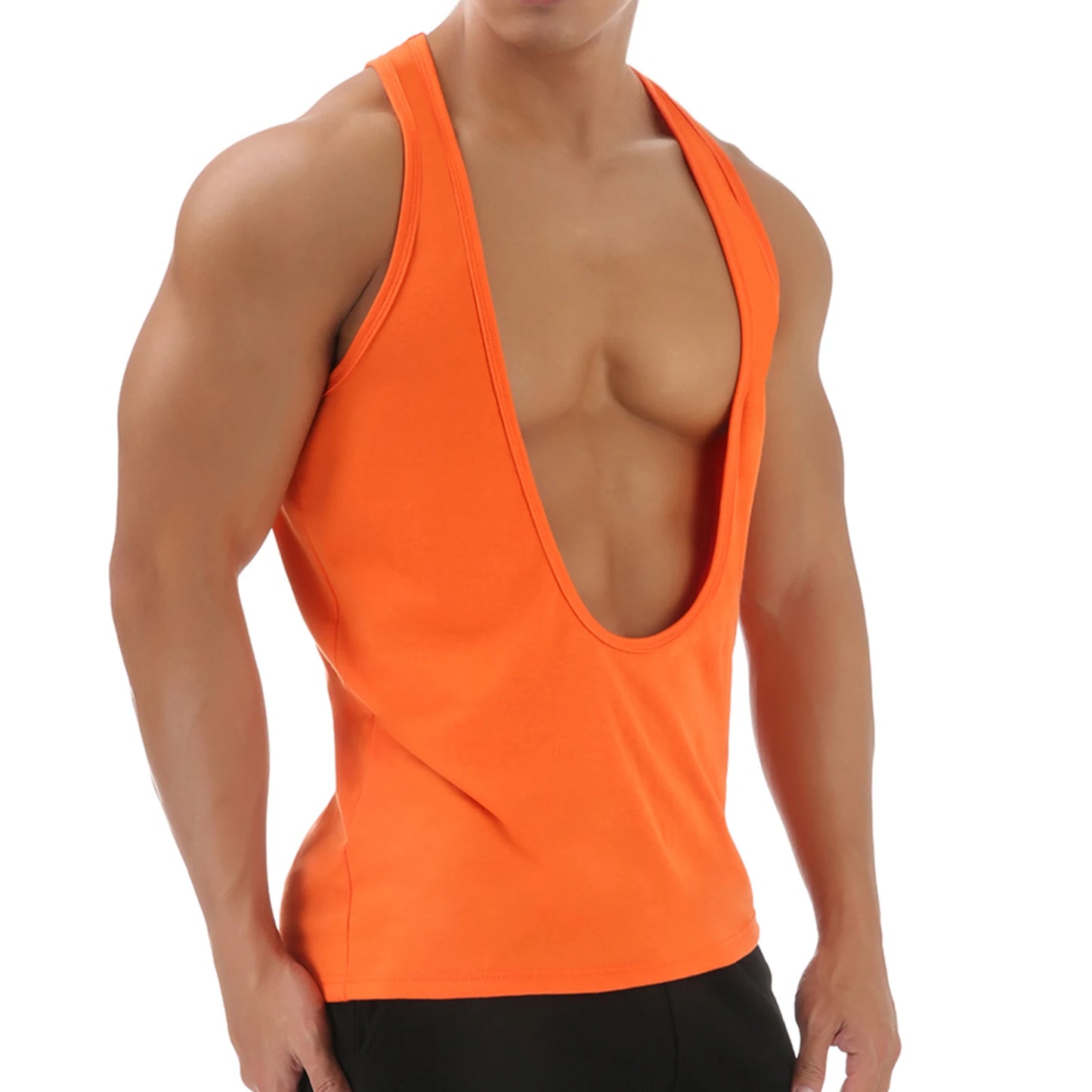 Casual Vest Men's Tank Top Man Deep V-neck Sexy Sleeveless Tops/T-Shirt Muscle Workout Bodybuilding Singlet Dopamine Color