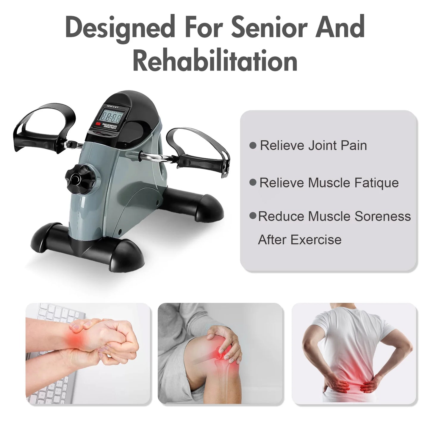 Mini Under Desk Pedal Exerciser Bike Multi-Function Motorized Digital/With LCD Screen Display for Leg Arm and Knee for Elderly