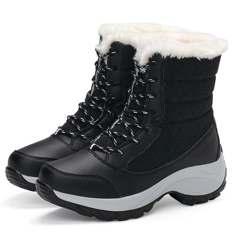 Autumn Winter Women's Ankle Boots Chunky Platform Waterproof Non-slip/Warm Shoes Woman Boots Outdoor Warm Snow Boots New