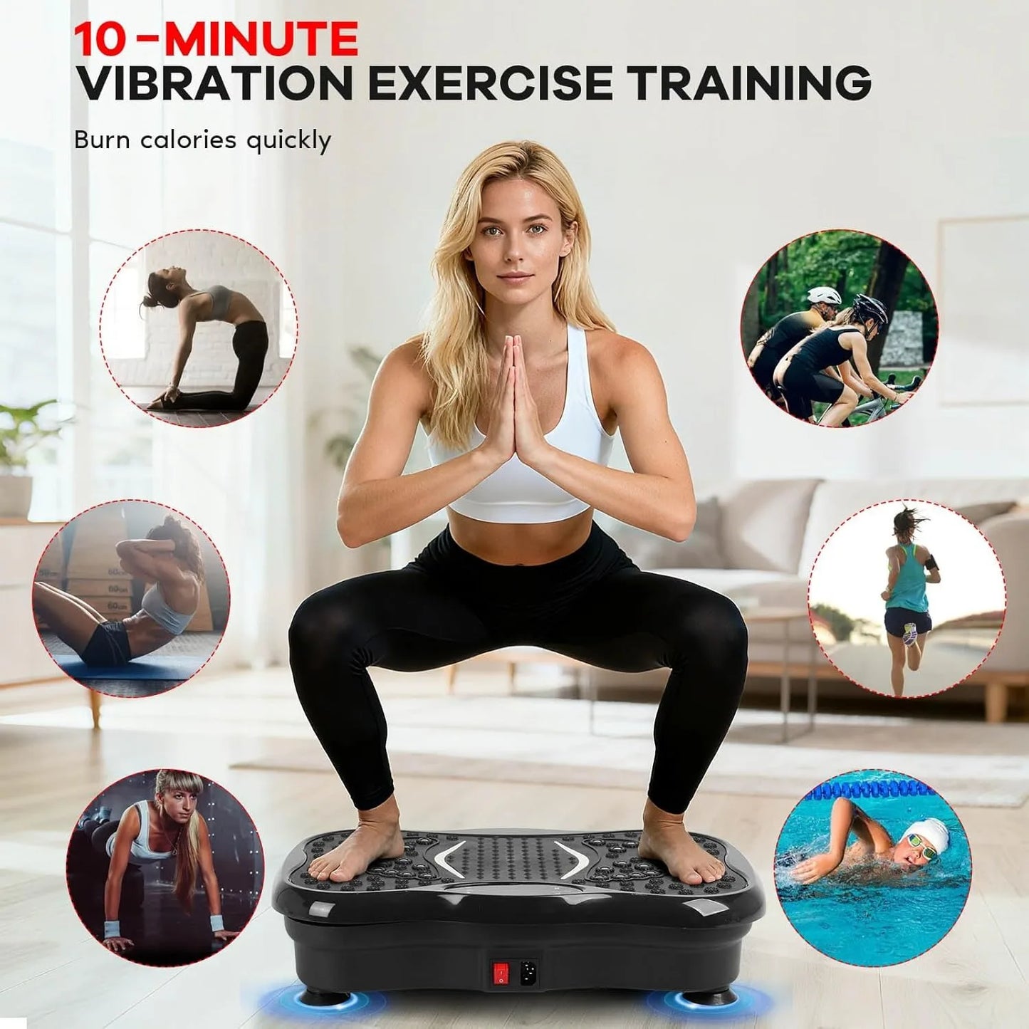 Power Vibration Plate Workout Machine Full Body Fitness Platform/for Muscle & Weight Loss SCITOO Brand, 180W Motor, Home Gym