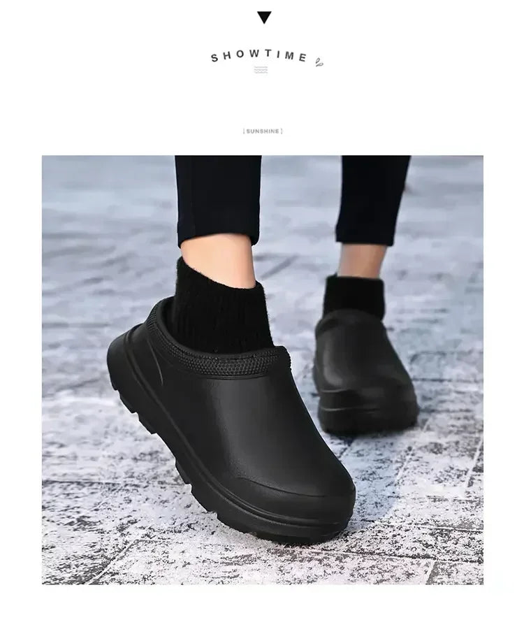 Winter Warm Kitchen Non-slip Waterproof Restaurant Working Shoes/Eva Chef Cotton Slippers Size 36-47