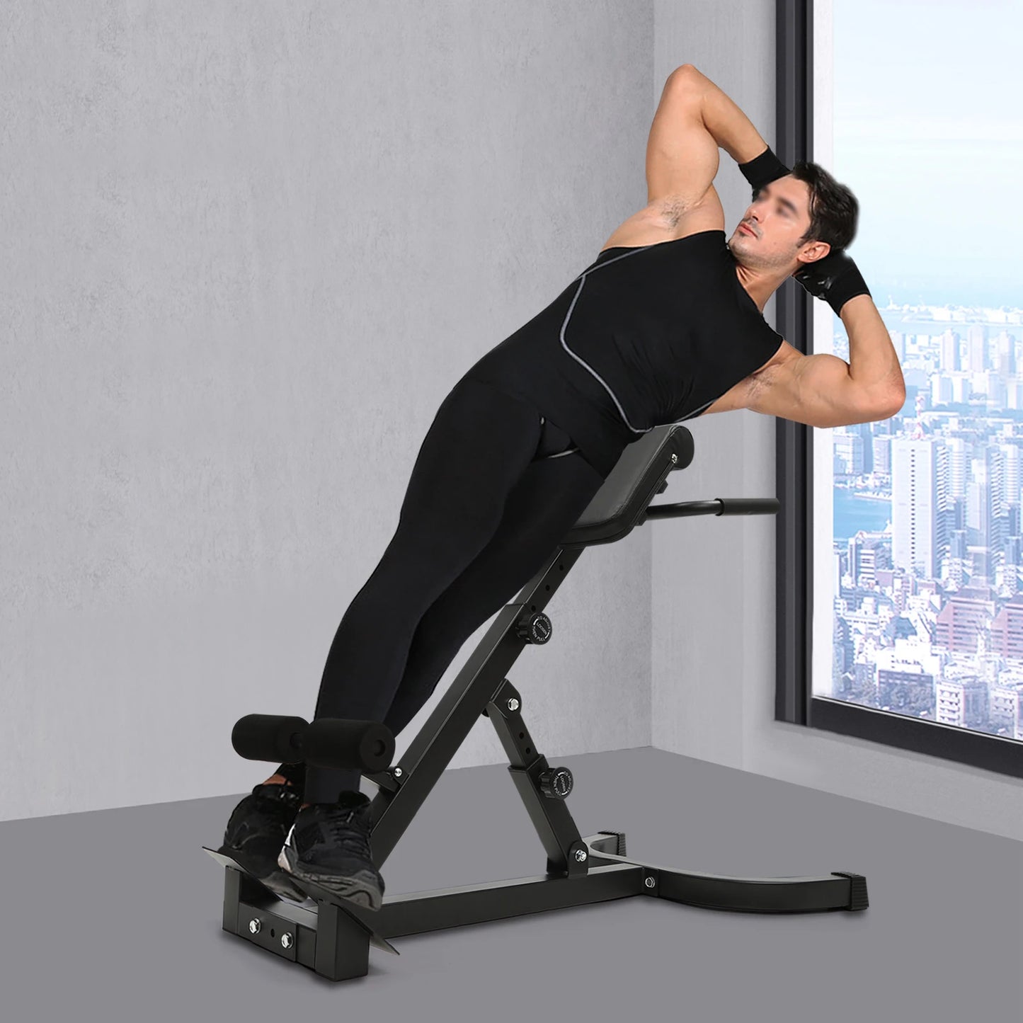 103*70*113 cm/ 40.55*27.55*44.48 in Black Home Fitness Workout/Roman Chair Hyperextension Back Extension Bench Adjustable