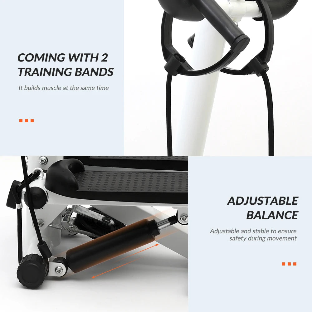 Exercise Stepper Machine Fitness Twist Stepper Stair Step with Handlebar/LCD Monitor Resistance Bands Cardio Workout Home Gym