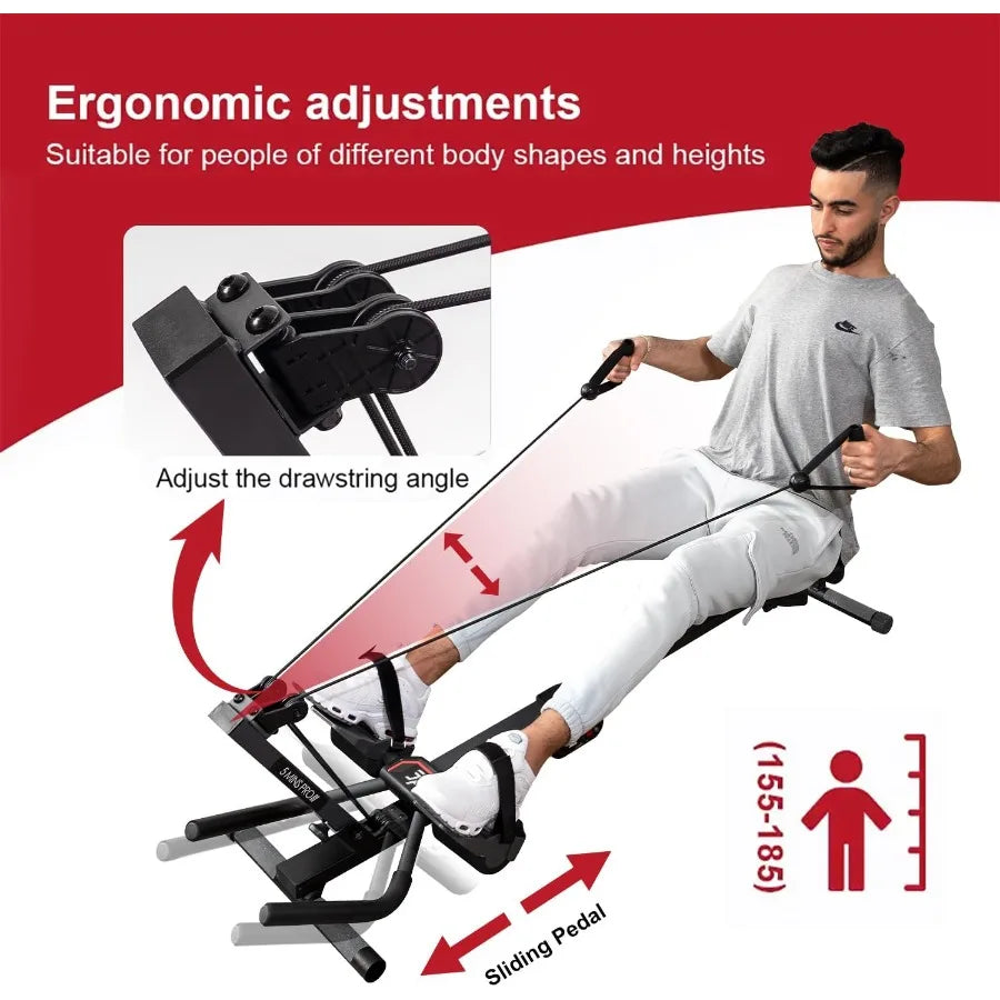 3 in 1 Foldable Rowing Machine, AB Machine with 3 Level Angle & Led Monitor/Multi-Functional Rower Fitness Equipment Home Gym