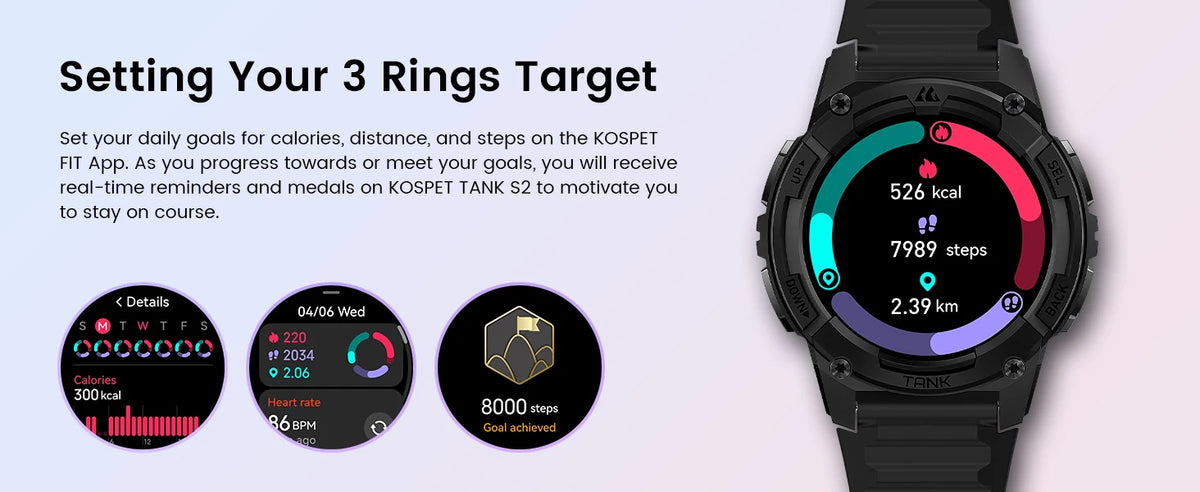 KOSPET TANK S2 GPS Smart Watch For Women Compass Altimeter Barometer/Bluetooth Call AI Voice AMOLED IP69K Waterproof Smartwatch