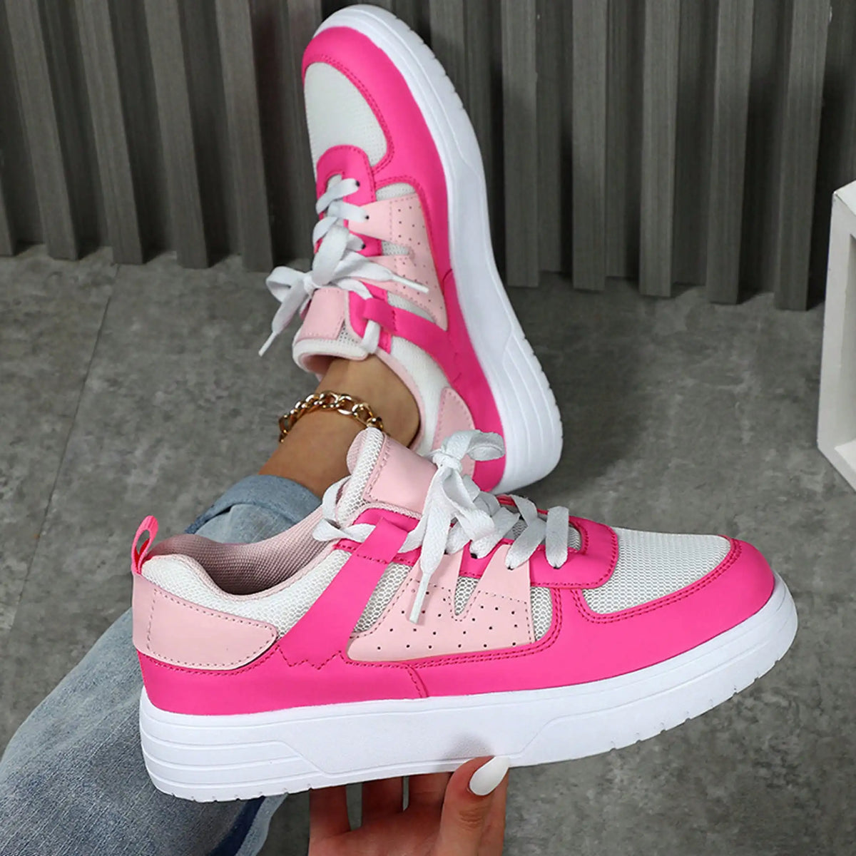 Comfortable Sneakers For Men And Women/White And Pink Lightweight For Women Suitable For Walking