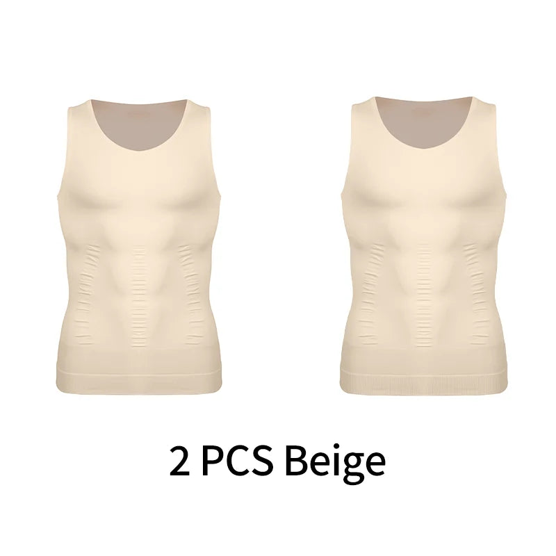 Men Compression Vest Sleeveless Shapewear Slimming Body Shaper/Shirt Gym Workout Corset Tummy Control Tank Top Abs Abdomen