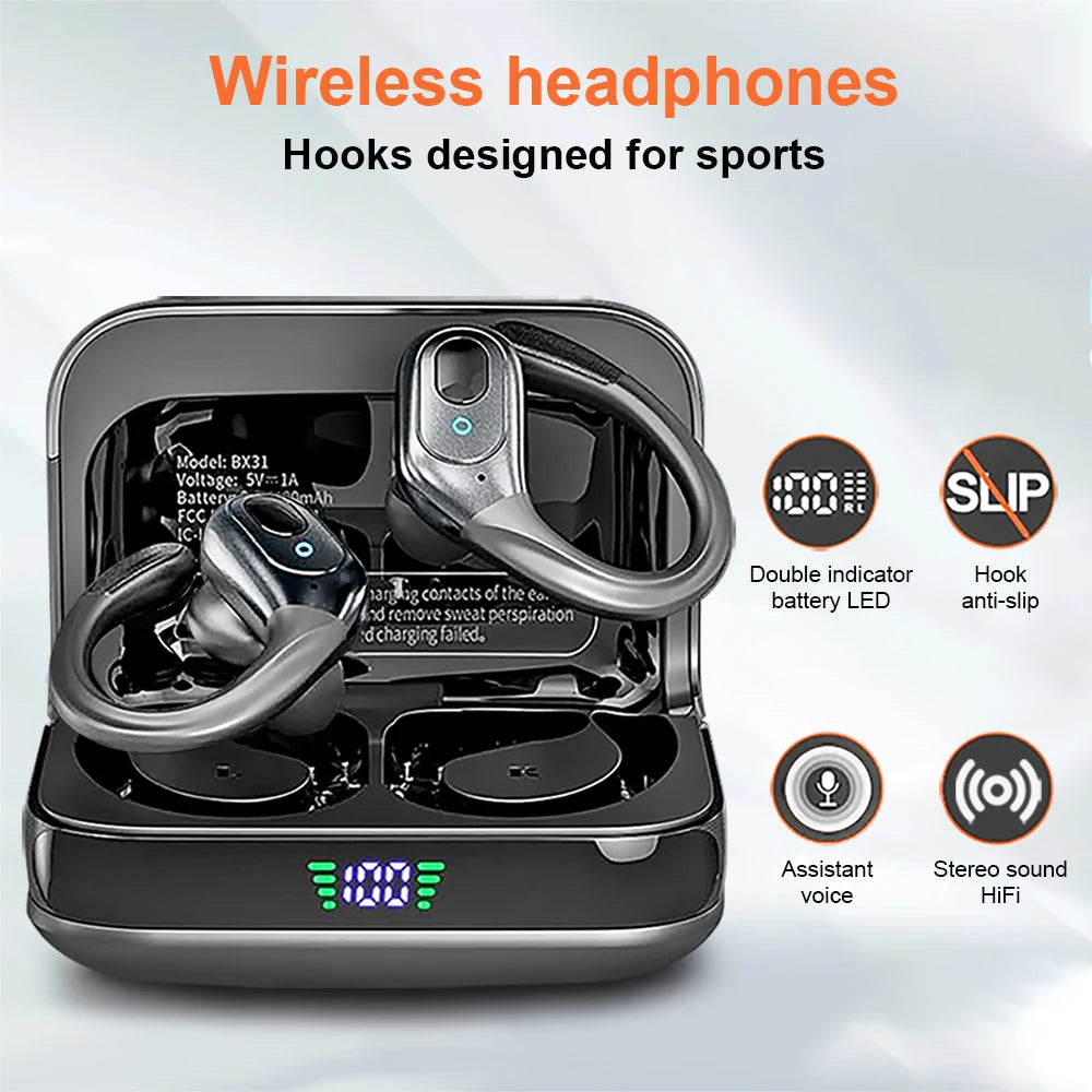 GREATWALL TWS Wireless Bluetooth Earphones Headset Wireless 5.3 Sports ear-hook/Headset Stereo noise reduction Earbuds HD Call