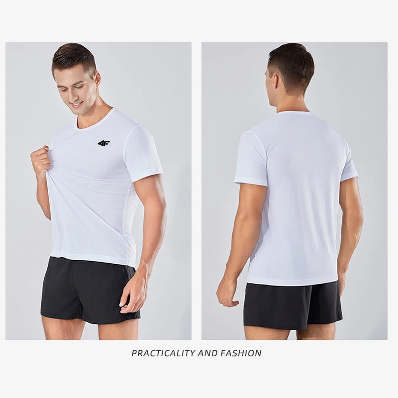 Men's Summer Exercise Training T-shirt High Quality Breathable/Quick Dry Short Sleeved Top Marathon Gym Fitness Basketball Tees