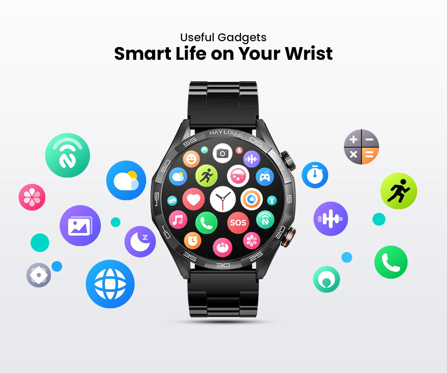 HAYLOU Solar 5 Voice Calling Smartwatch 1.58'' AMOLED Display 60Hz Smart Watch/24H Health Monitoring Sports Smartwatch for Men