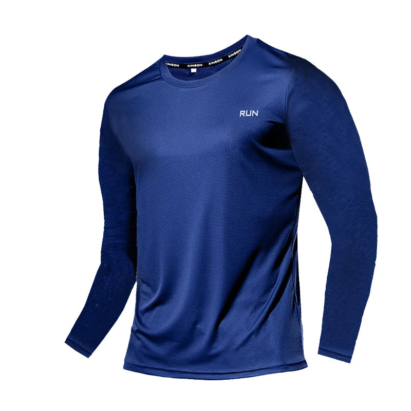 Summer Ice Silk Long Sleeve T-Shirt Men New Quick Dry/Breathable Material Outdoor Sun Protection Running Outer Wear