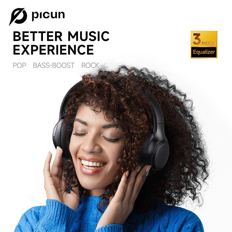 Picun F2 ANC Bluetooth Headphones Noise Canceling HD Mic/ENC Calls 25ms Low Latency Wireless Headset HIFI Sound