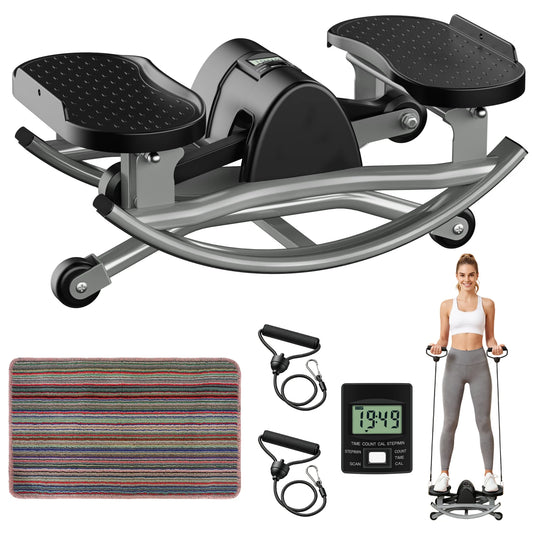 Swing Stepper Machine Intelligent Non-Slip For Exercise/Twist Stair Stepper Trainer Full Body Workout 220 lbs with Digital Display