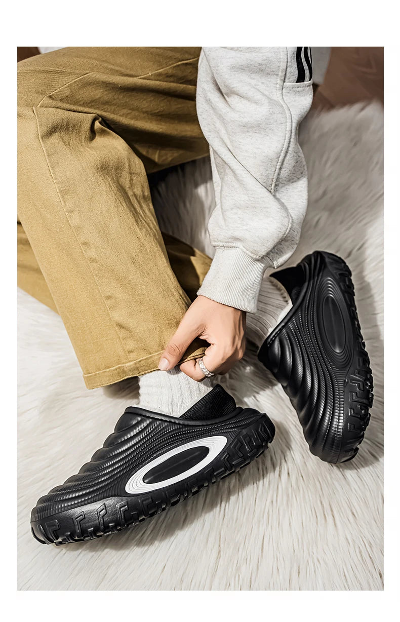 New Fashion Cotton Men's Slippers Winter Warm Plush Men Slippers/Waterproof Men Garden Shoes Indoor Outdoor Men's Warm Shoes