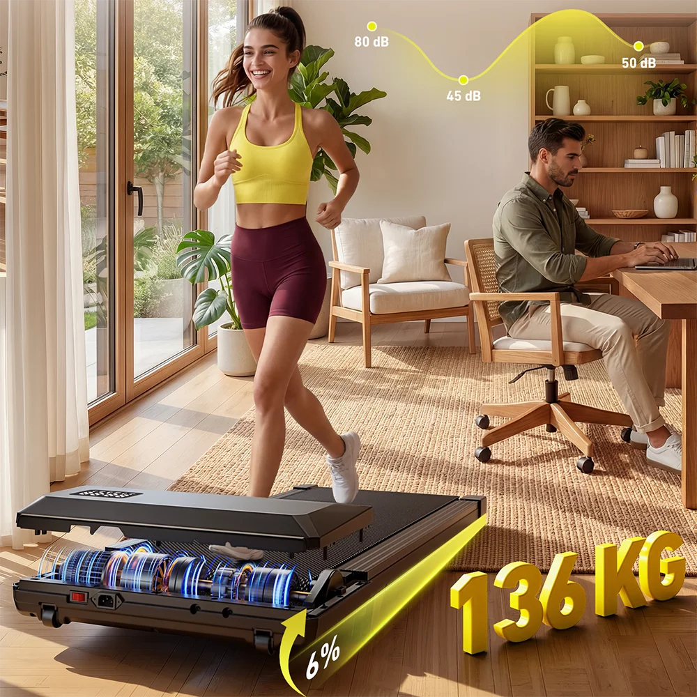 2in1 Walking Pad Mini Treadmill Portable for Home&Office/Under Desk LCD Screen Max 300lbs Quiet Treadmills Exercise Machine
