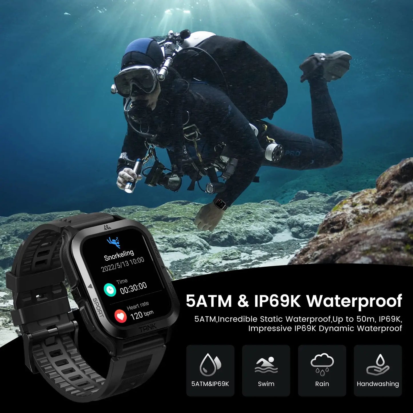 Original KOSPET TANK M2 Smart Watch For Men Military Smartwatch/Men's Fitness 380mAh 70 Sport Mode Waterproof Watches