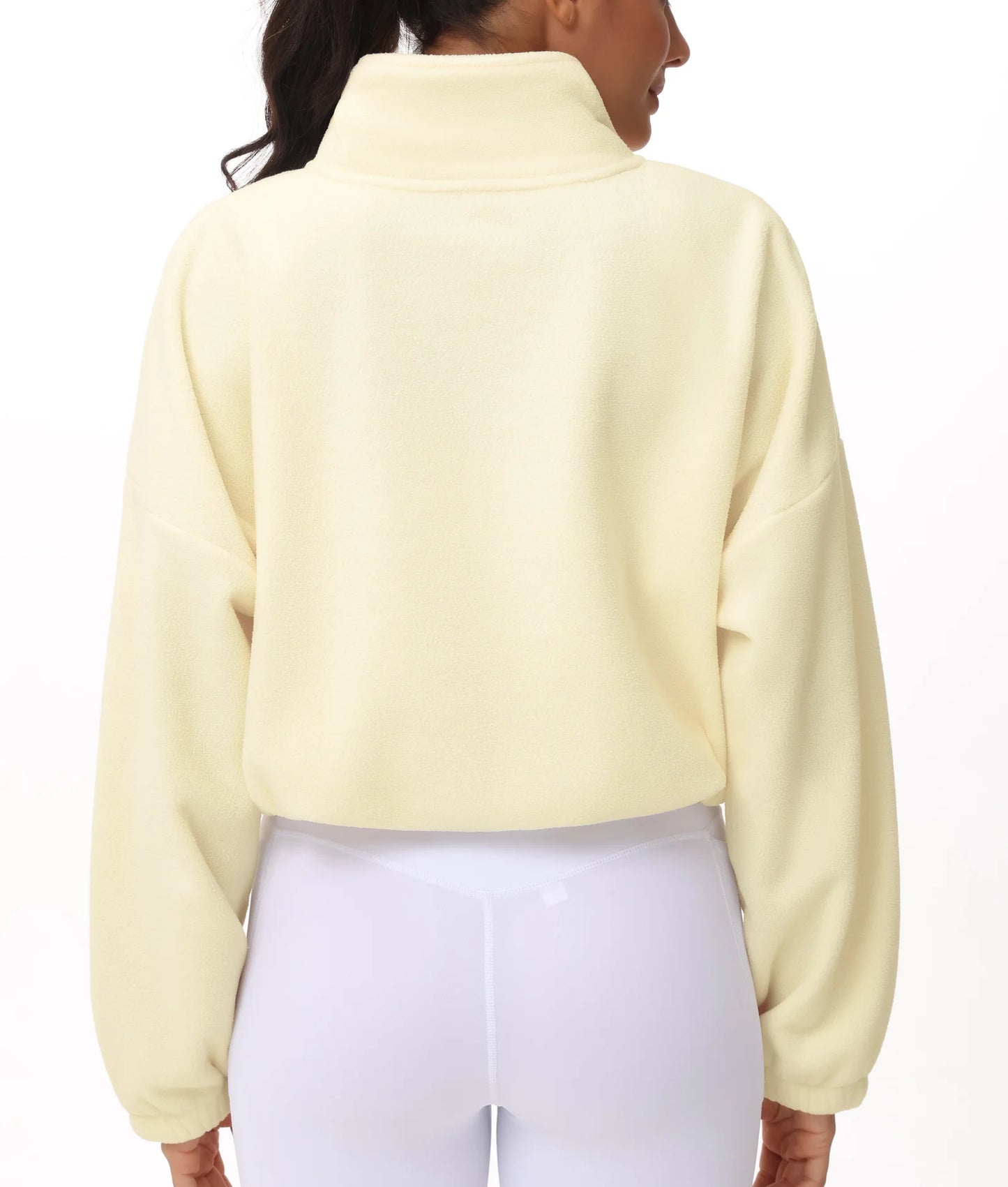 THE GYM PEOPLE Women’s Half Zip Crop Pullover Sweatshirt Fleece/Loose Fit Workout Tops with Pockets Drawstring