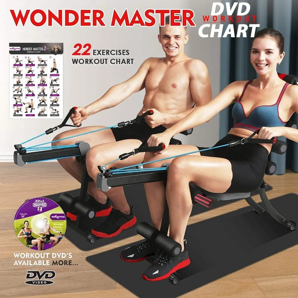 22 in 1 Wonder Master Core & Abdominal Workout Equipment/Foldable & Adjustable Rowing Machine, Core Strength Training