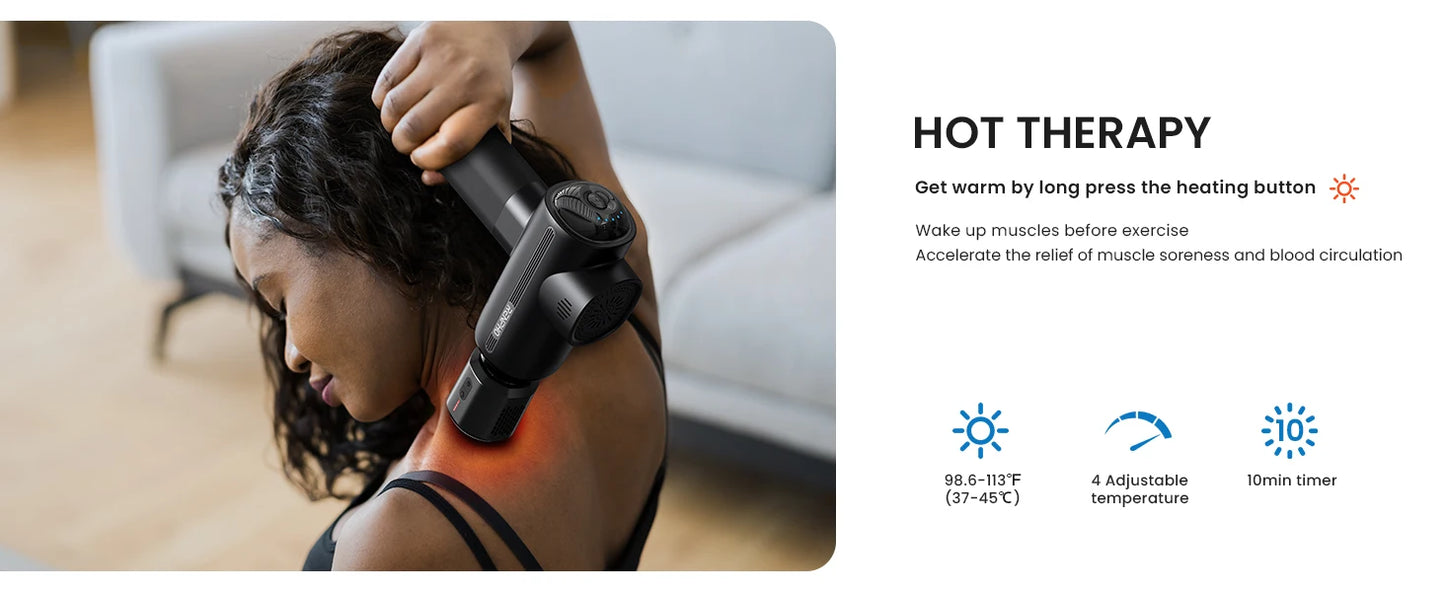 Thermacool Massage Gun Deep Tissue with Heat and Cold Head/Handheld Muscle Massager Gun with Carry Case