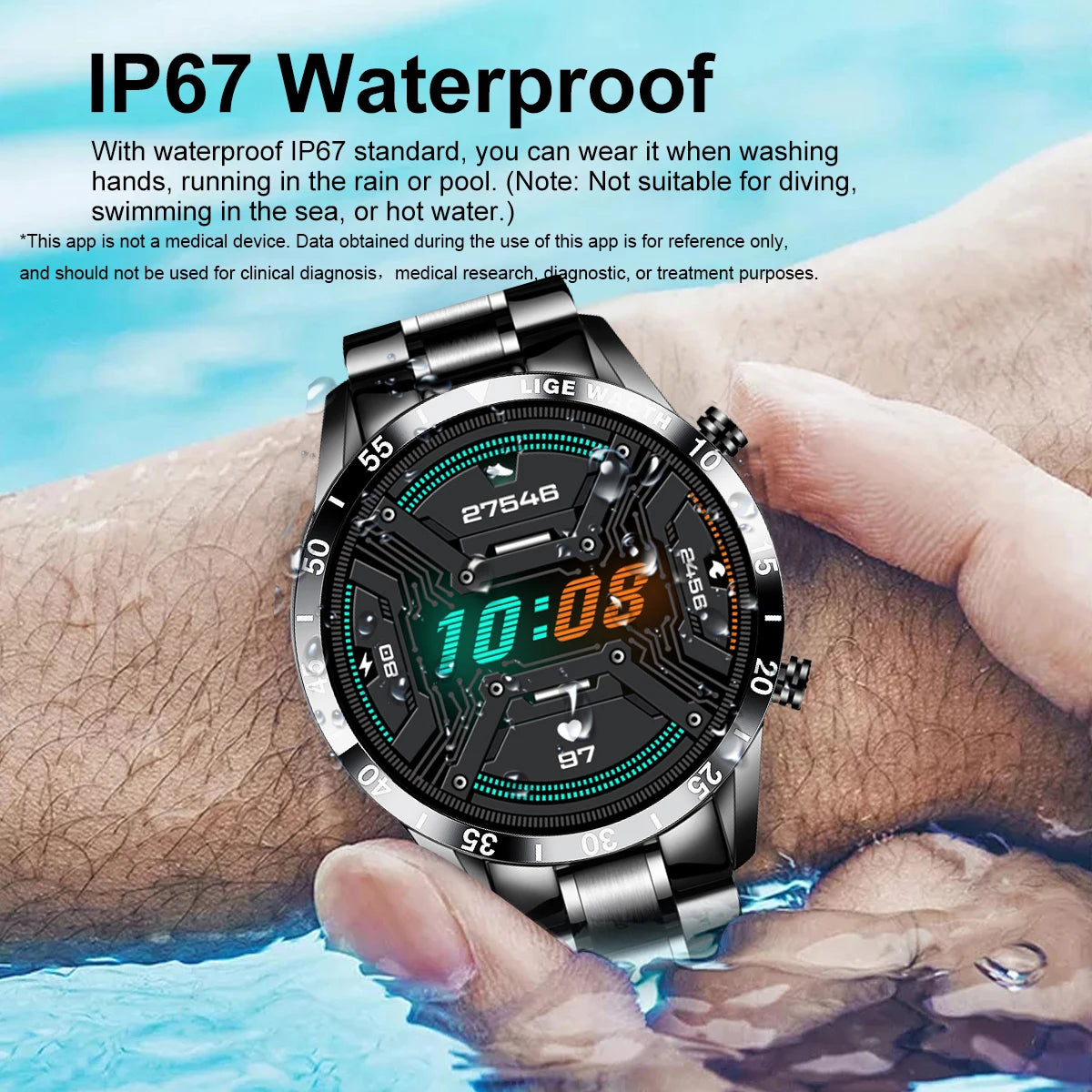 LIGE Fashion Smart Watch Men Full Circle Touch Screen Bluetooth Call/Men Smartwatch Waterproof Sport Watch