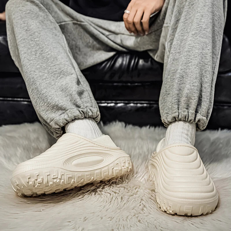 New Fashion Cotton Men's Slippers Winter Warm Plush Men Slides/Waterproof Men Indoor Outdoor Men's Warm Shoes