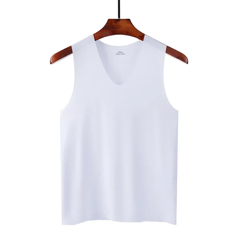 Undershirts Men's Underwear Summer Vest Men Traceless Ice Silk/Tank Top Slim Fit Sports Fitness Sleeveless Breathable Singlet