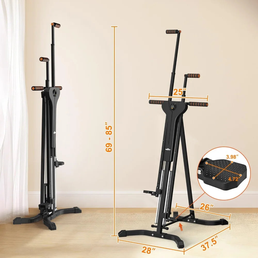 Vertical Climber Exercise Machine for Home Gym with 4 Metal Guide Rails/Folding Exercise Climber Workout Machine