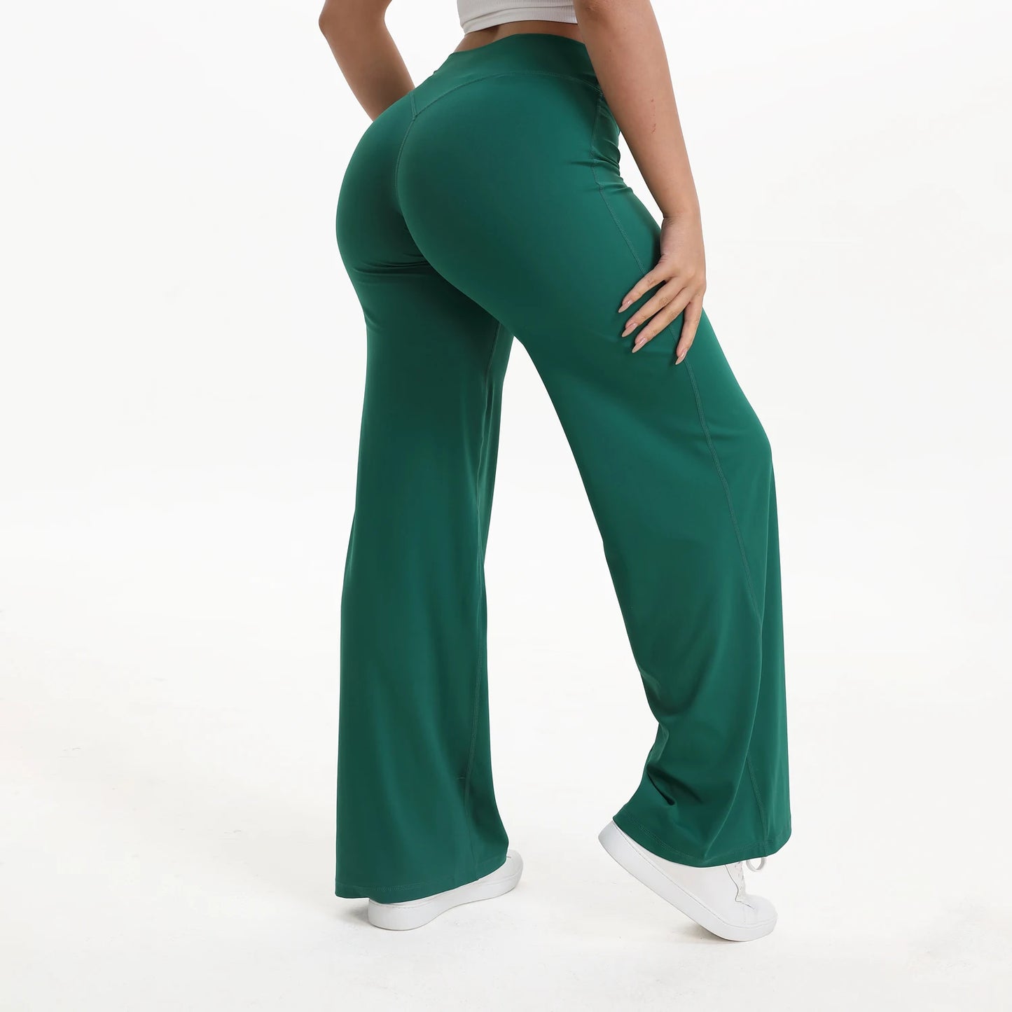 NCLAGEN Soft Motion Straight Leg Bottoms Women's Mid-Waist Yoga Pants/GYM Leggings Naked Feel Pilates Running Sports Trousers