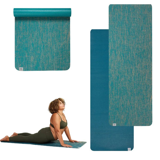 Jute Yoga Mat for Indoor and Outdoor Use Teal Color 5mm Thick/for Enhanced Cushioning and Stability Ideal for Meditation and Exercise