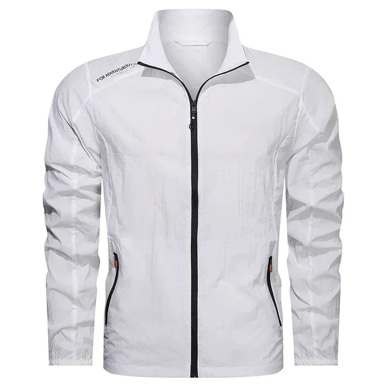UPF100+ Men Summer Windbreaker Zip Pockets Uv Sun Protection Jackets/Breathable Ultra-light Clothes Outdoor Skin Thin Coats