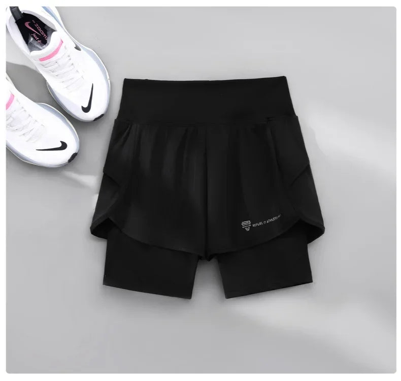 Women Running Shorts 2 In 1 Quick Dry High Waist Summer Shorts/With Pocket Lightweight Cycling Clothes Athletic Wear