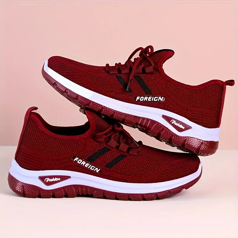 Women's Breathable Knit Walking Shoes Soft Cushion/Non Slip Lace Up Sneakers Lightweight Comfort Casual Daily Sports Shoes