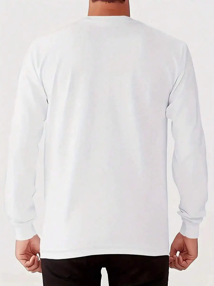 Men's Casual Round Neck Long Sleeve T-Shirt/Solid Color Comfortable Cotton Tee
