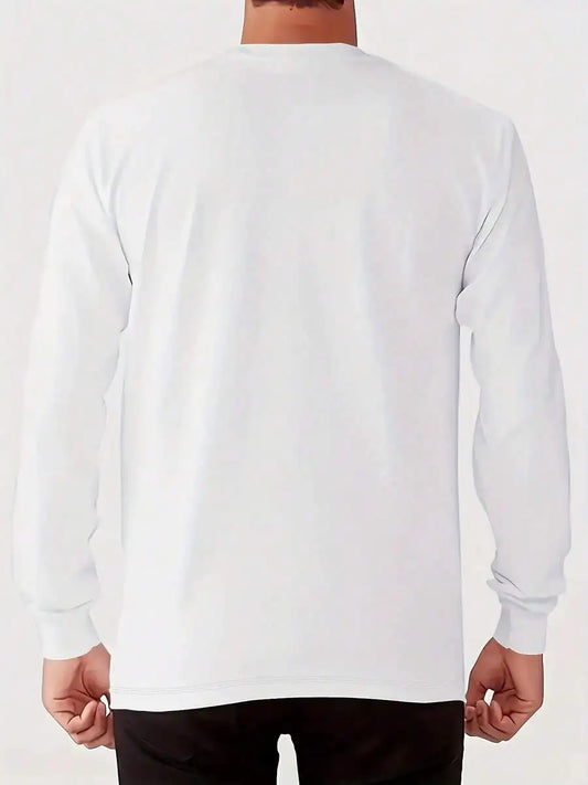 Men's Casual Round Neck Long Sleeve T-Shirt/Solid Color Comfortable Cotton Tee