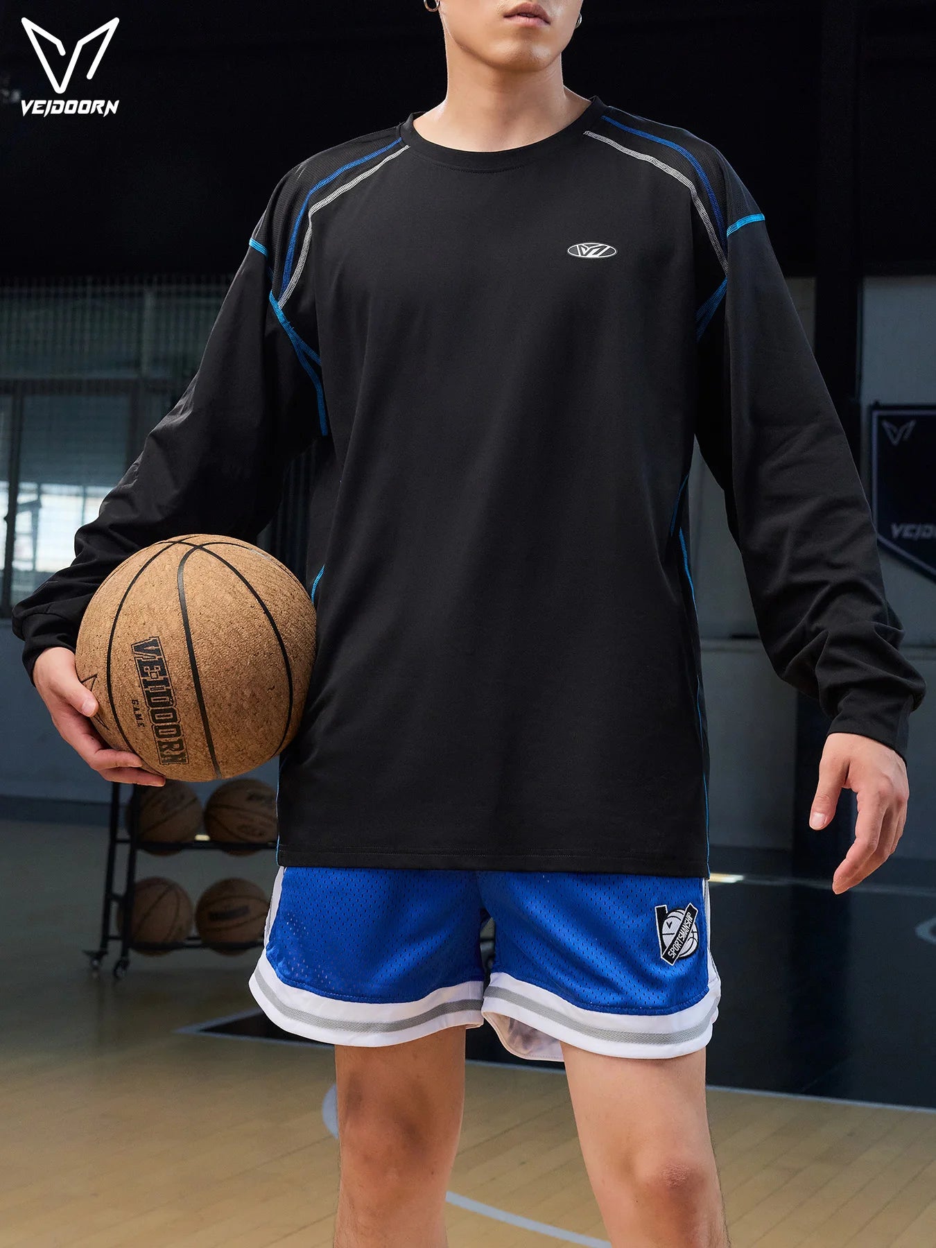 Veidoorn Men's Long Sleeve Workout Shirts Athletic Running/Base player Top for Gym Training Moisture Wicking Thermal Sportswear