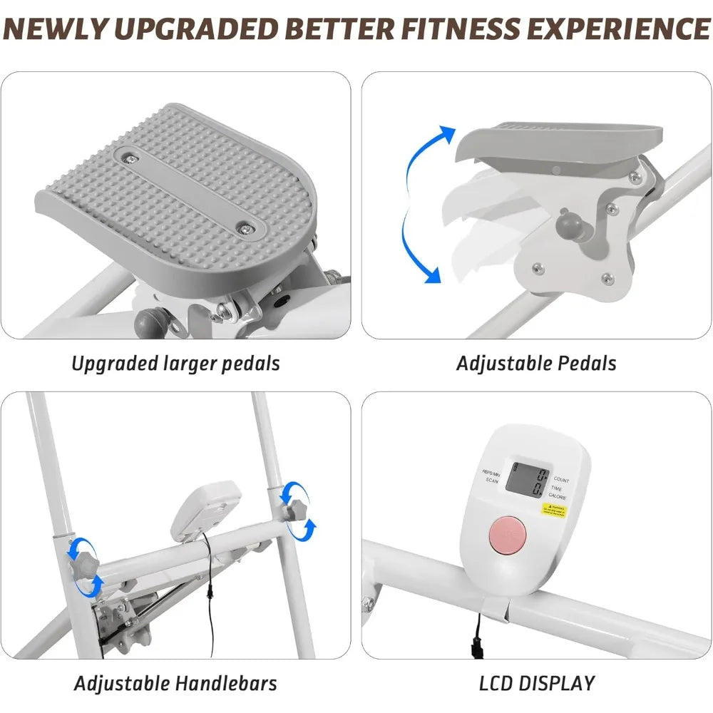 Home Stair Climber Machine, Exercise Stepper for Fitness/Foldable Adjustable Stair Master with 90% Pre-Assembled Vertical Trainer