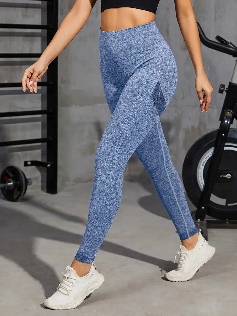 Solid Color Seamless Yoga Leggings High Waist Fitness/Running Workout Sports Pants Women's Activewear