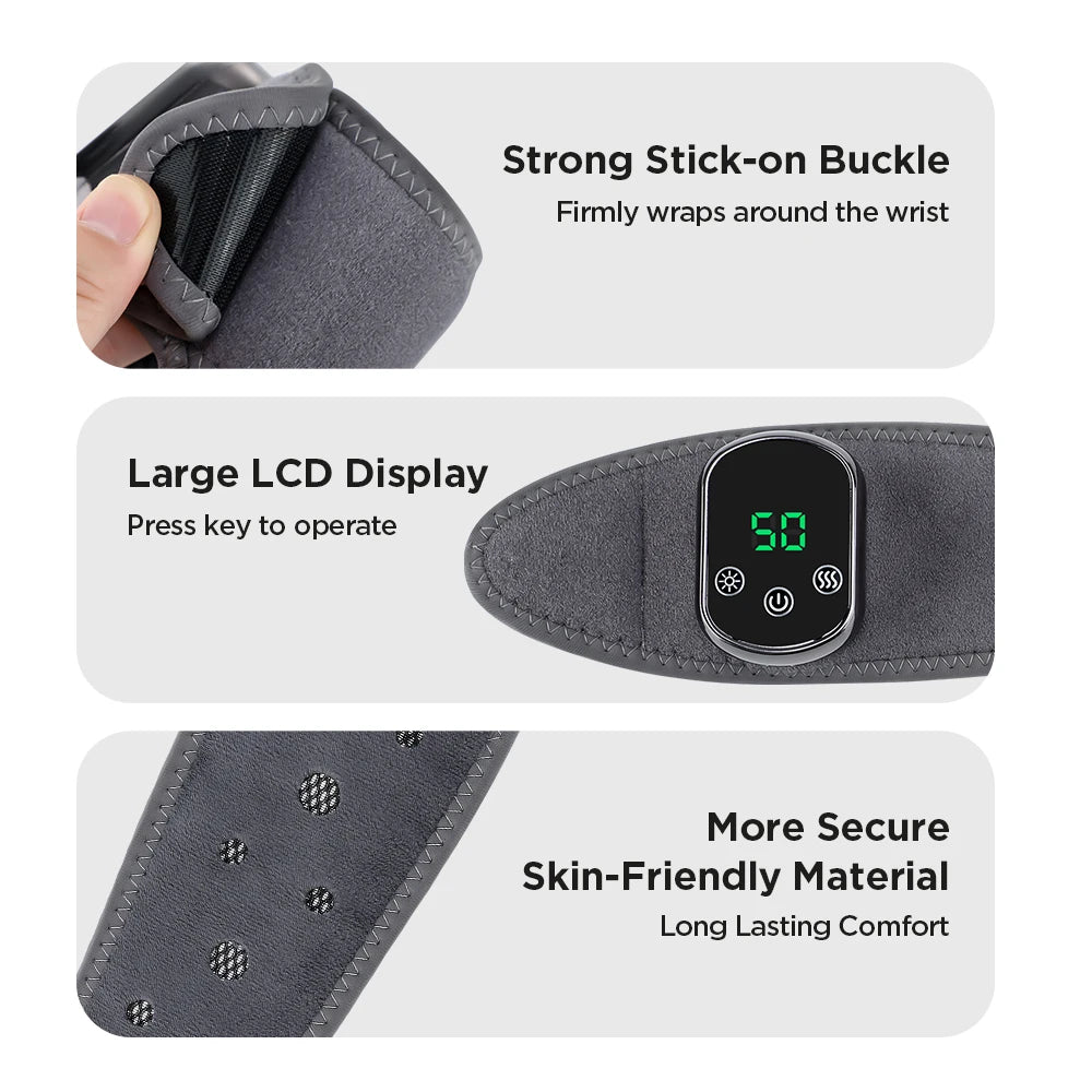 Electric Heated Hand Massager 5 Levels Hot Compress 3 Vibrate Joints/Bracket Wrist Guard Portable Relax Rechargeable Wristband