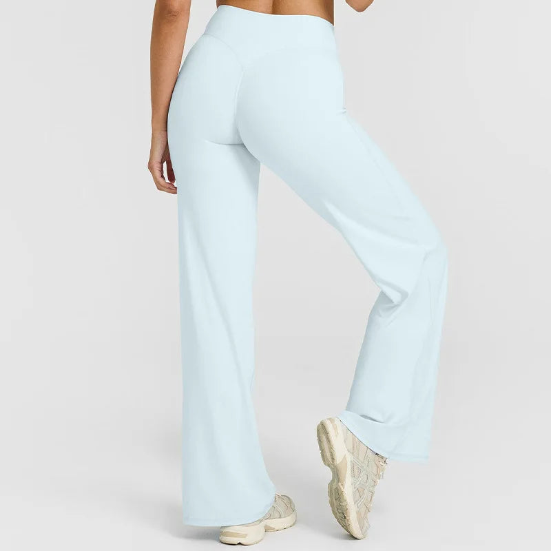 NCLAGEN Soft Motion Straight Leg Bottoms Women's Mid-Waist Yoga Pants/GYM Leggings Naked Feel Pilates Running Sports Trousers