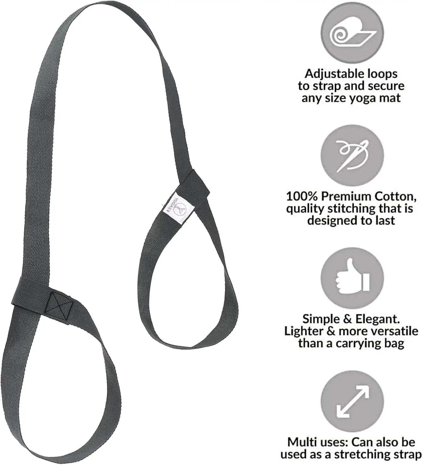 Adjustable Yoga Mat Carrier Strap for Large Mats/Thick Durable Sling with Stretching Band
