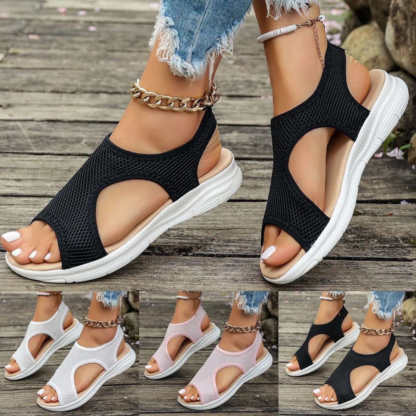 Sandals Women Comfortable Women's Breathable Orthopedic Sandals/Comfortable Walking Tennis Shoes Arch Flat Sandals