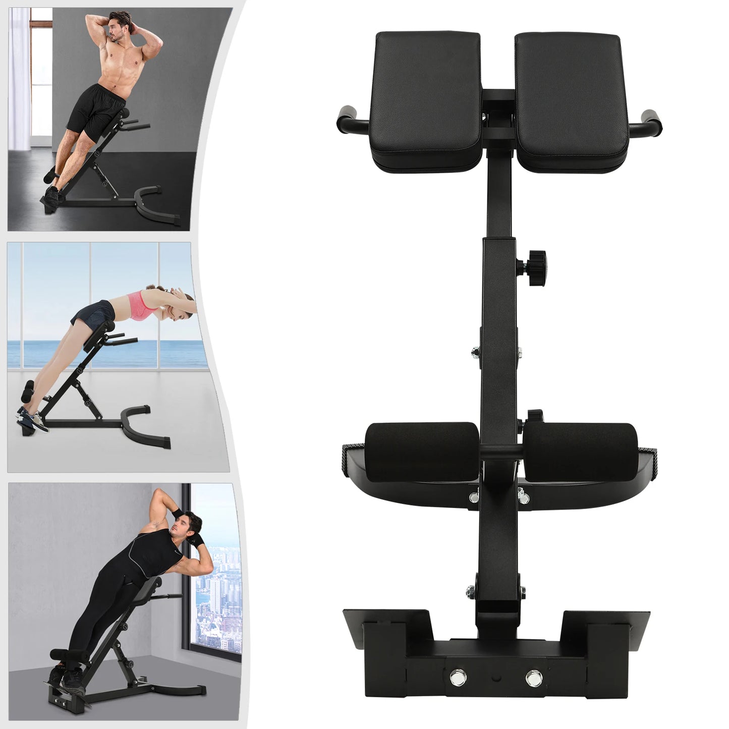 103*70*113 cm/ 40.55*27.55*44.48 in Black Home Fitness Workout/Roman Chair Hyperextension Back Extension Bench Adjustable