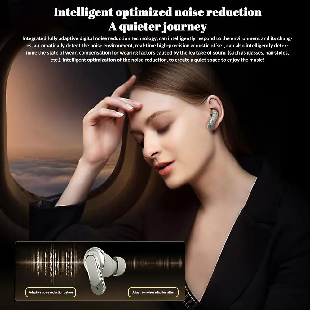 V8 Earphones Bluetooth 5.3 LCD Touch Screen Wireless Headphones/ANC Headset Cancellation Headphones 6Mic ENC HD Call TWS Earbuds
